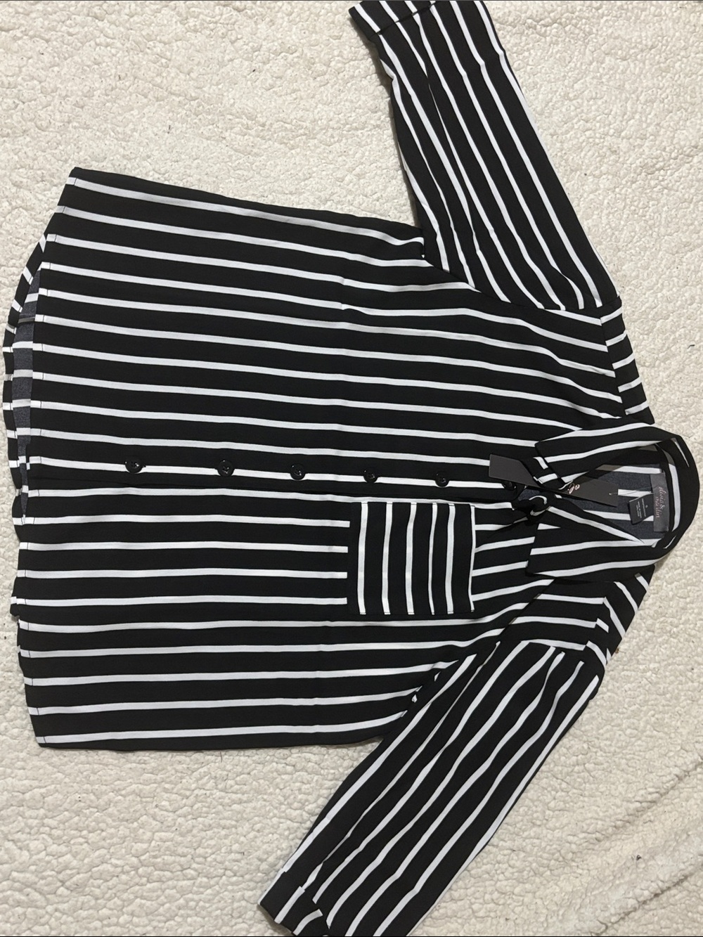 Black & White Striped Women's Blazer Jacket